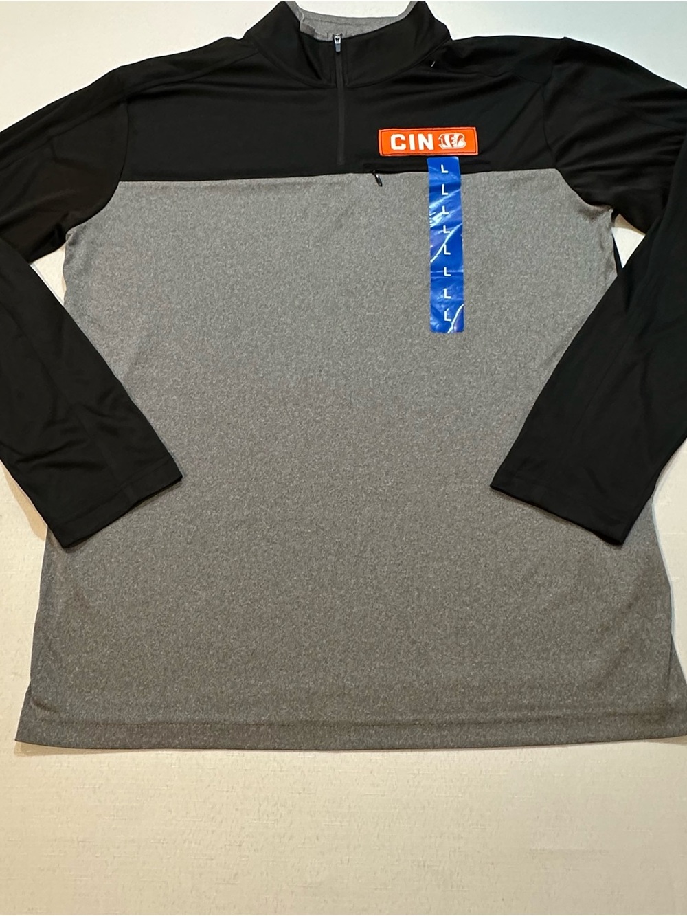 Cincinnati Bengals NFL Team Apparel 1/4 Zip Pullover Mens Large NWT